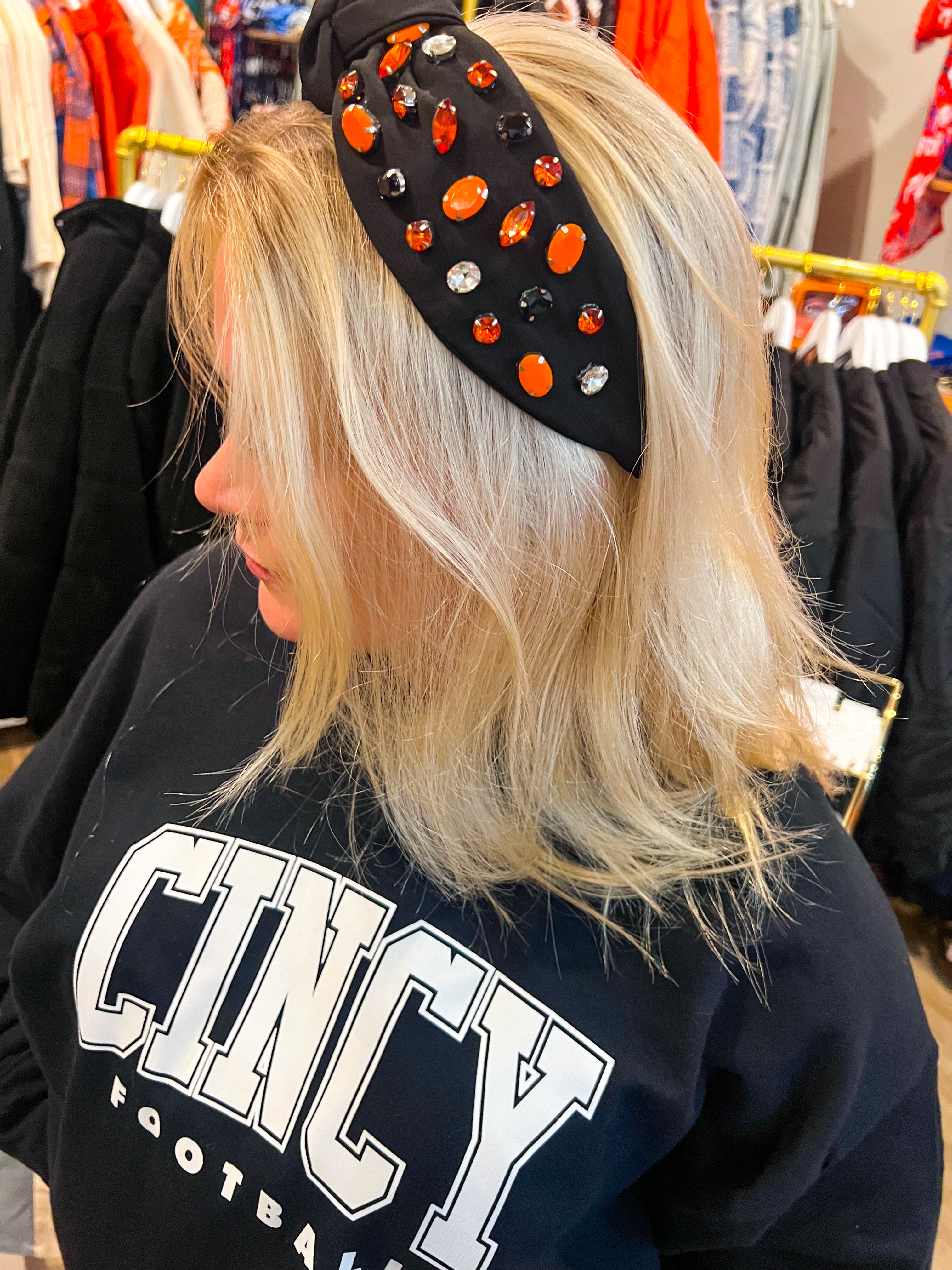 Black & Orange Studded Headband - CincyShirtsOutlet product image