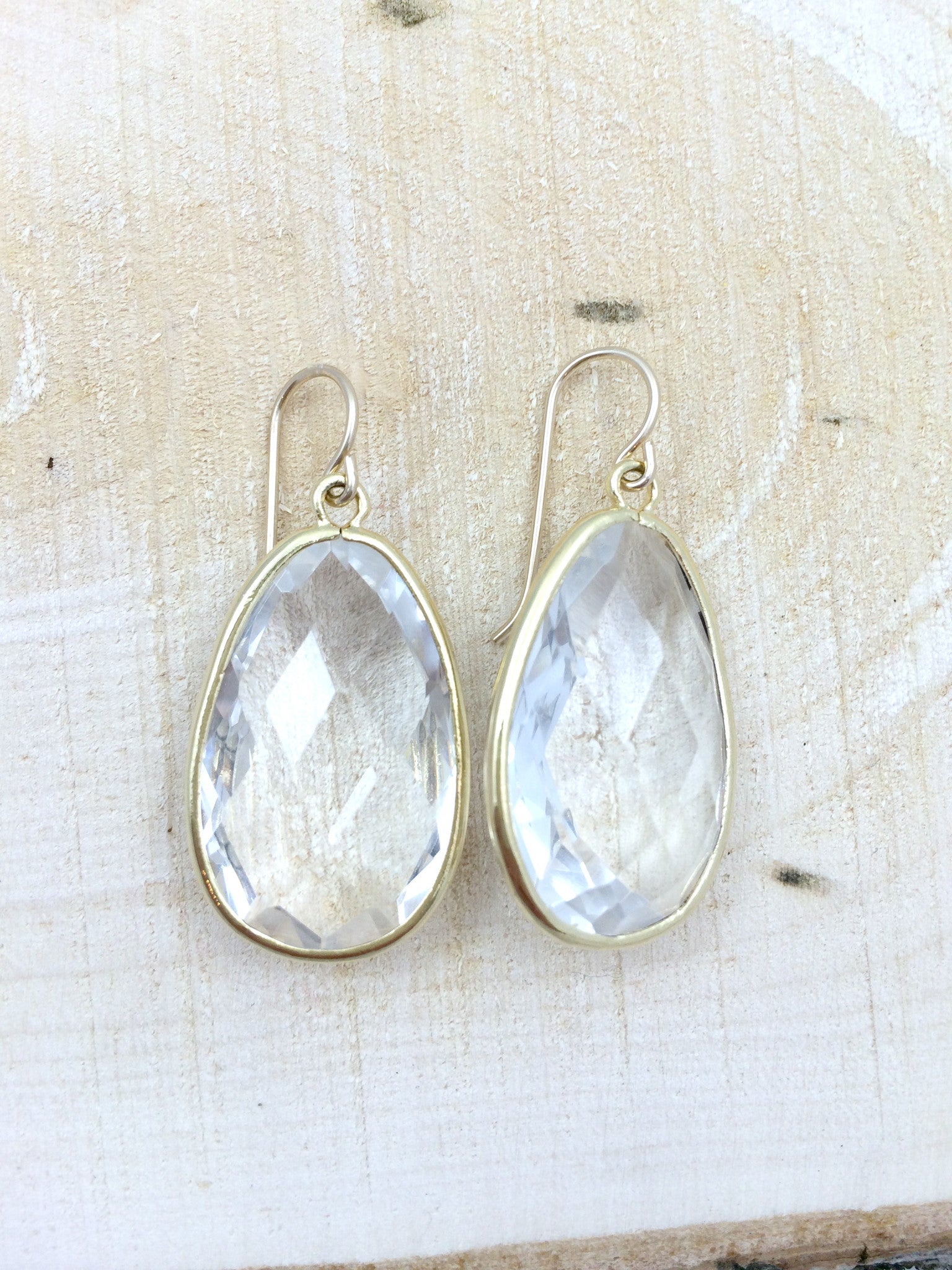 Crystal Gold Teardrop Earrings