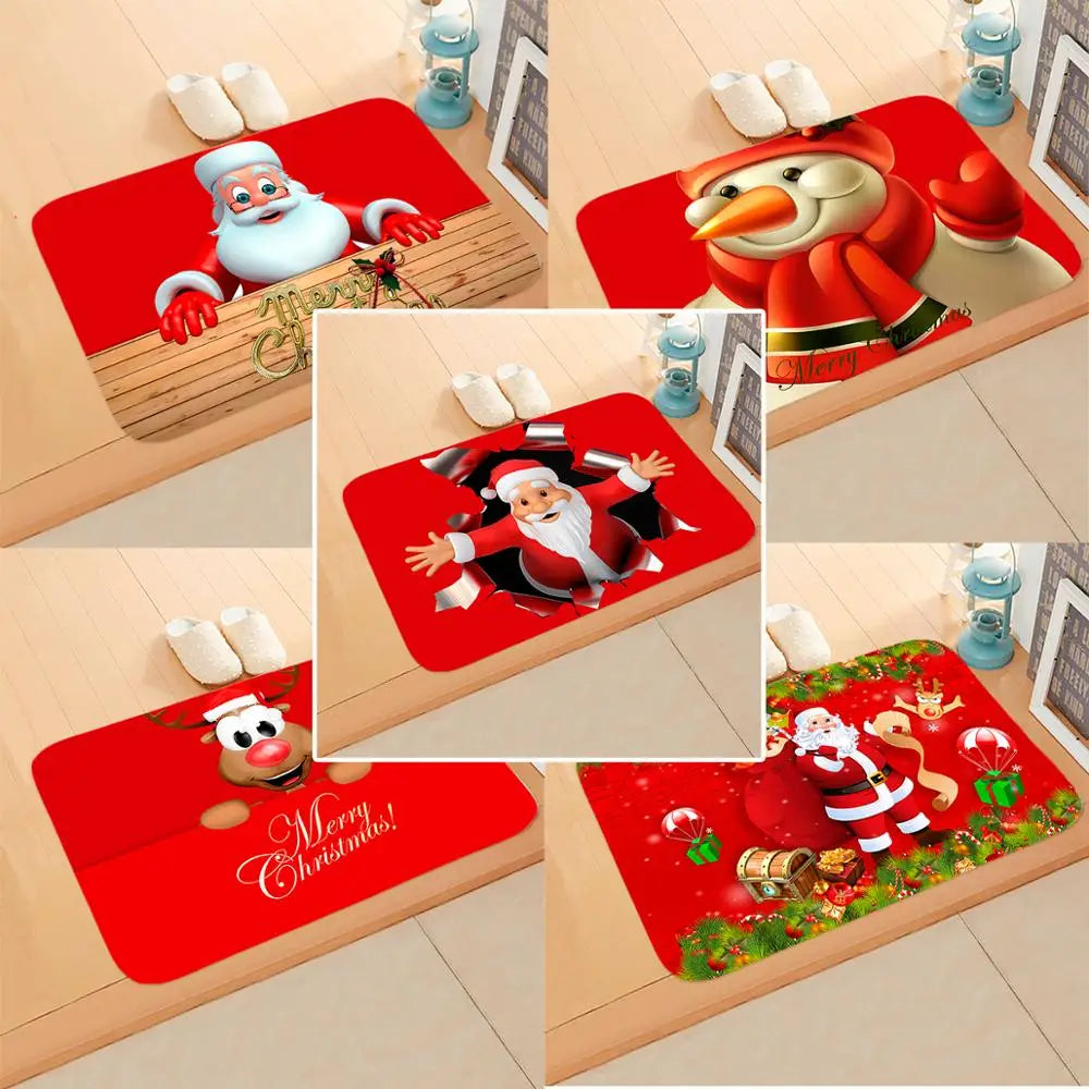 Festive Santa Claus Flannel Carpet for Christmas - Image 3