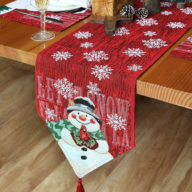 Charming Christmas Santa Snowman Table Runner & Placemats - Image 5