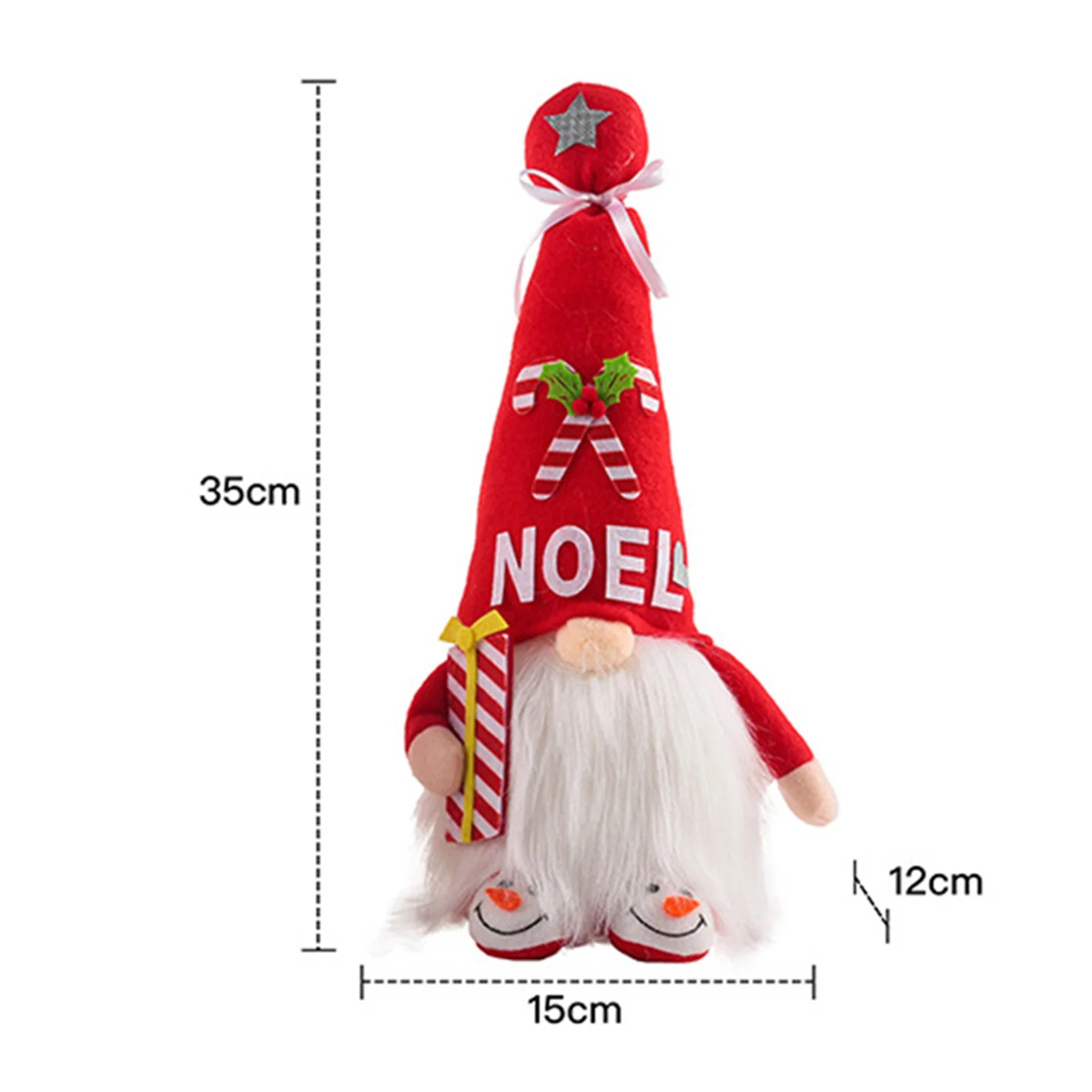 Charming Handmade Christmas Gnome Plush Doll Ornament - Image 6