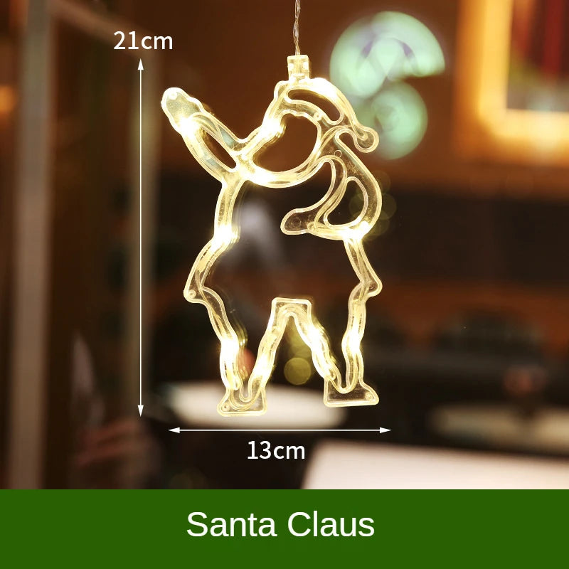 Festive LED Window String Lights - Santa & Snowflakes - Image 2
