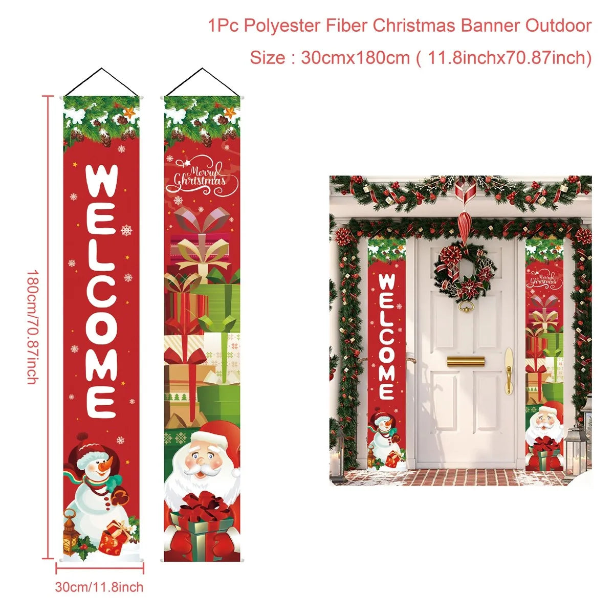 Festive Santa Claus Christmas Door Banner Decor - Image 7