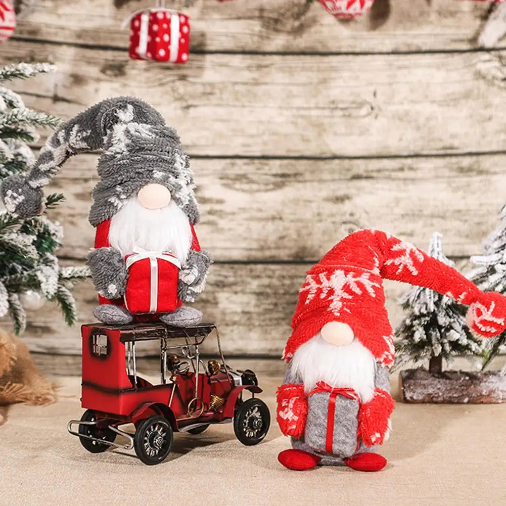 Charming Handmade Christmas Gnome Plush Doll Ornament - Image 3