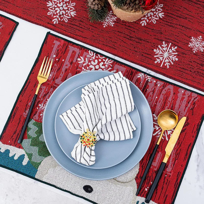 Charming Christmas Santa Snowman Table Runner & Placemats - Image 3