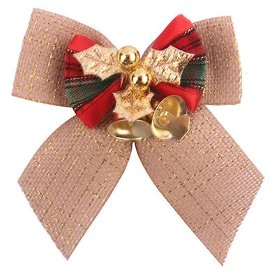 12-Piece Linen Mini Bow Christmas Ornaments Set - Image 10
