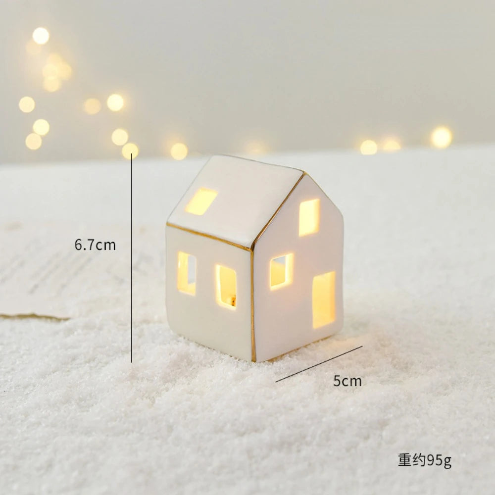 Charming Ceramic Christmas House & Elk Ornaments - Image 25