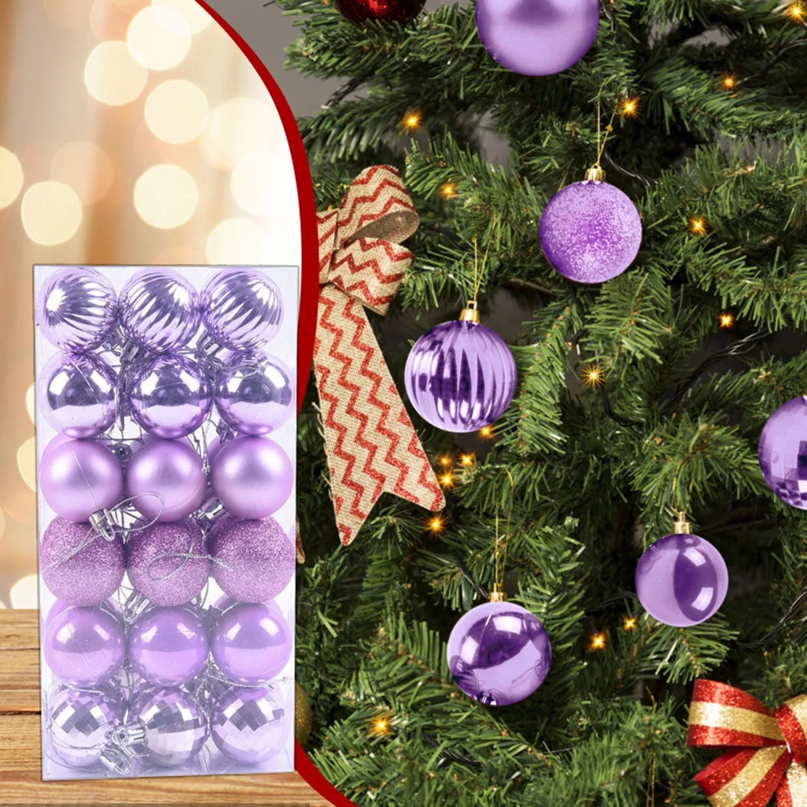 36Pcs Shatterproof Christmas Tree Ornaments & Garland - Image 20