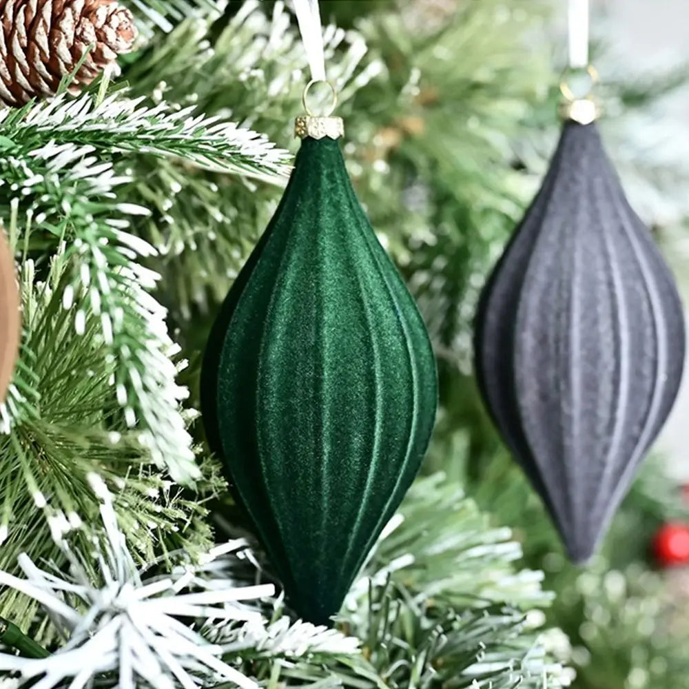 Flocked Velvet Christmas Cone Ball Ornaments - 2pcs - Image 7