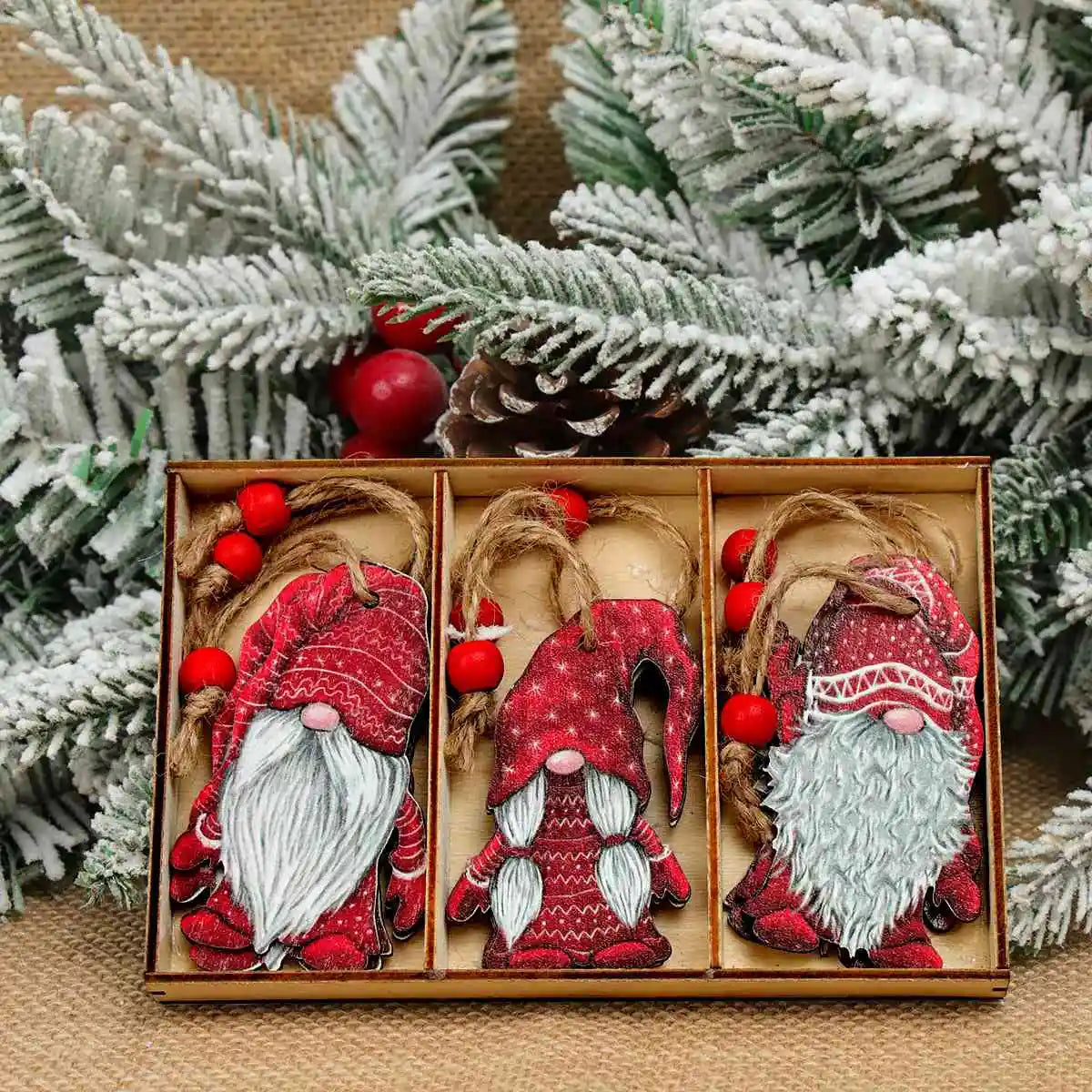 Festive Wooden Gnome Pendant for Christmas Cheer