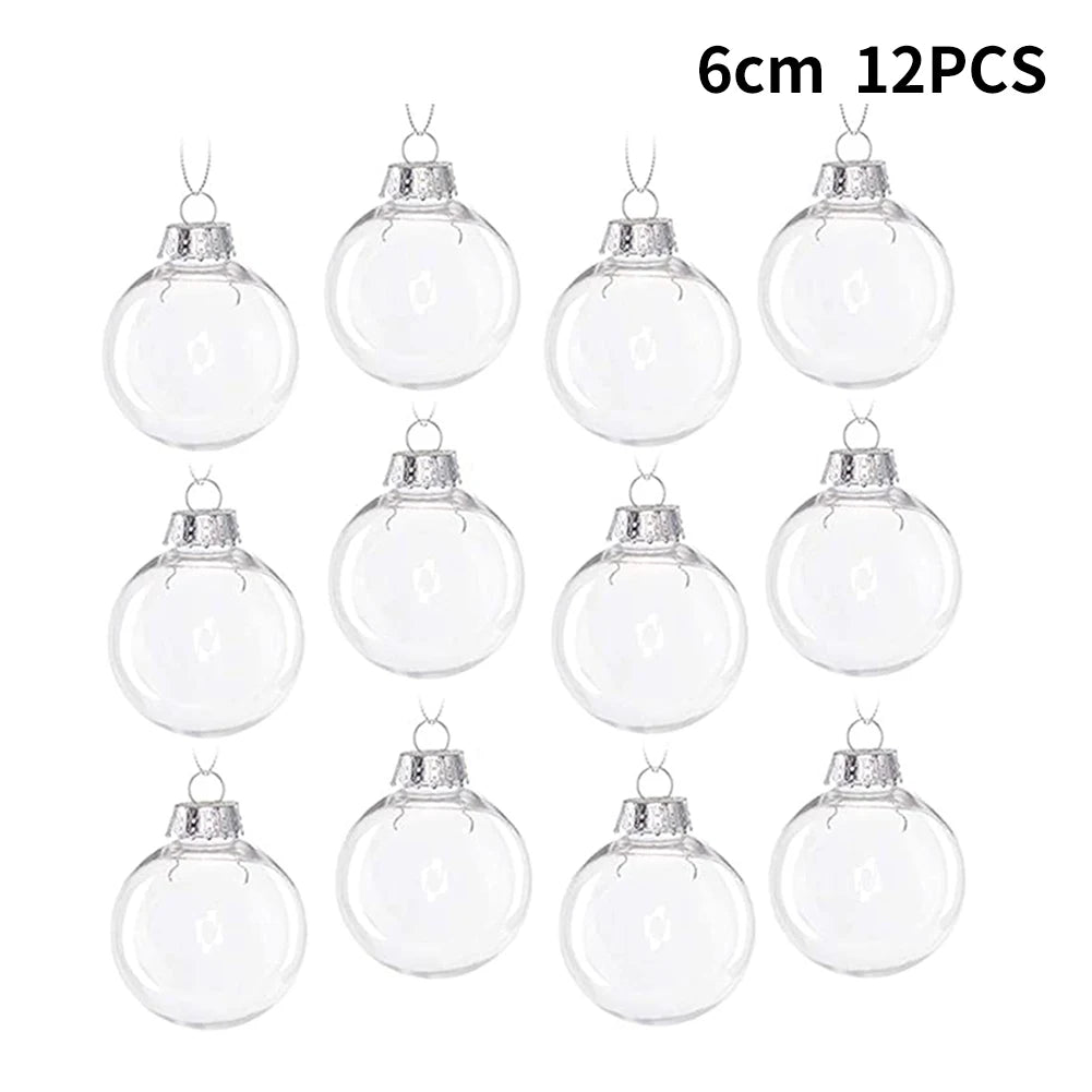 12Pcs Transparent Christmas Ball Ornaments - Perfect for DIY Decor - Image 2