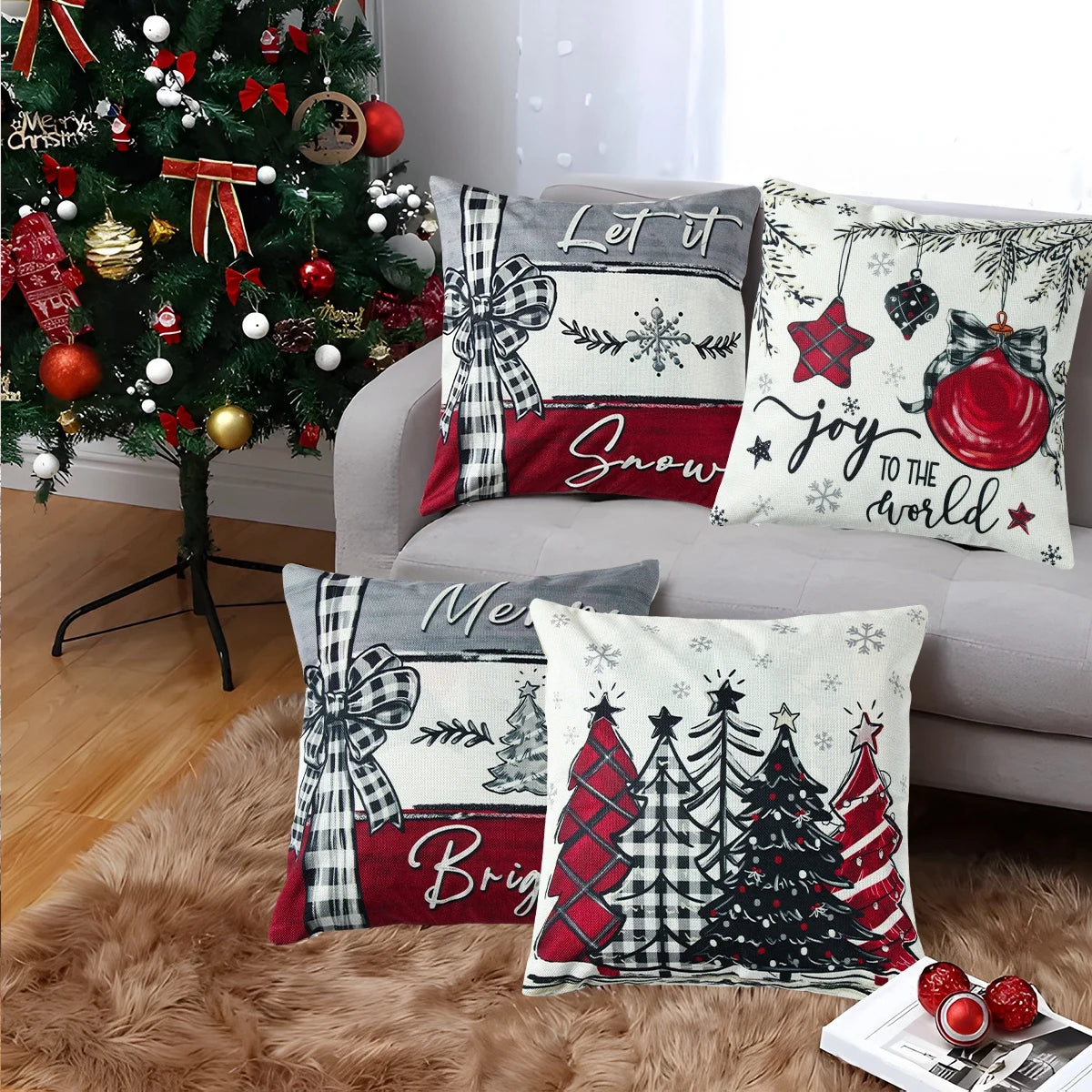 Festive Santa Claus & Snowman Pillowcase Decor - Image 26