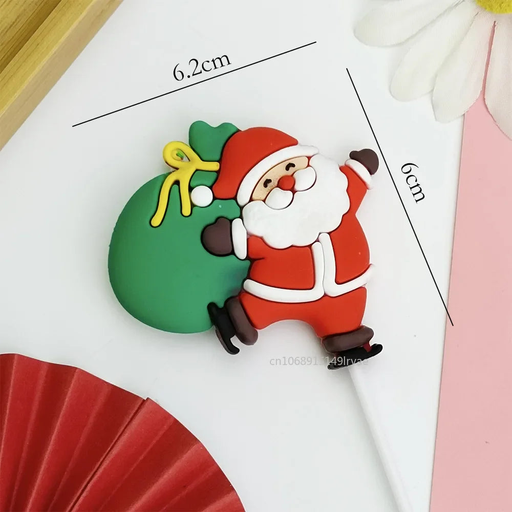 Festive Santa & Elk Cake Toppers for Christmas - Image 9
