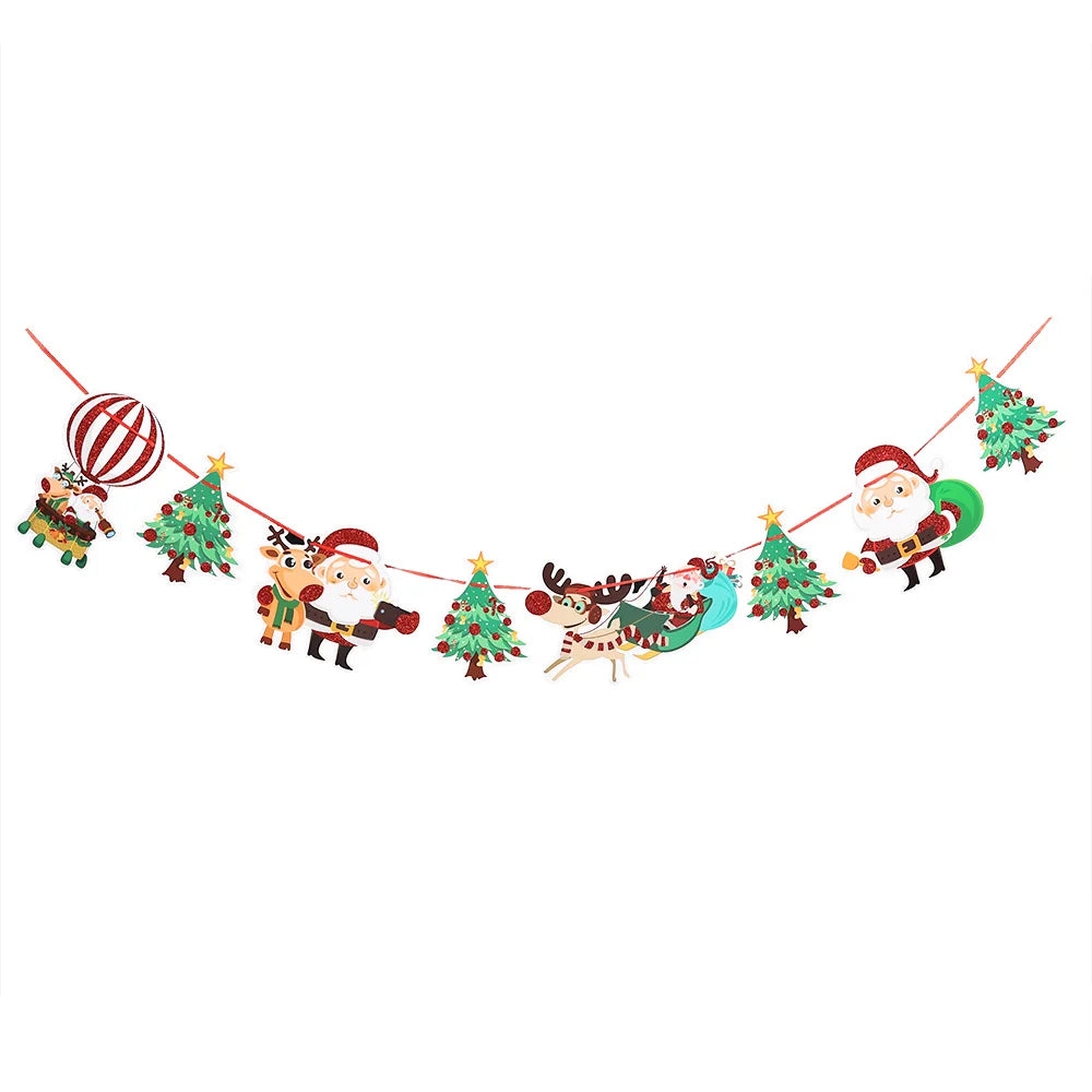 Festive Christmas Banner: Santa, Elk & Socks Decor - Image 4
