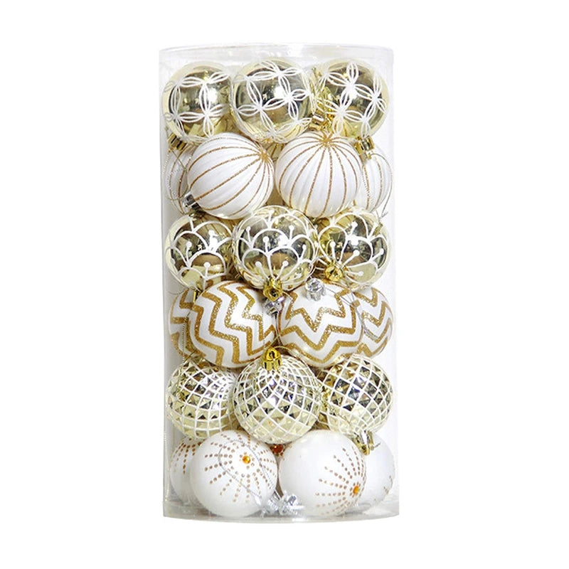 30PCS Shatterproof Gold & White Christmas Ornaments - Image 6