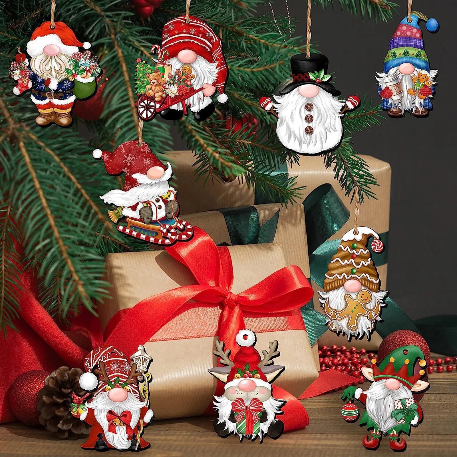 Set of 12/24/36 Festive Gnome Santa Ornaments - Image 4