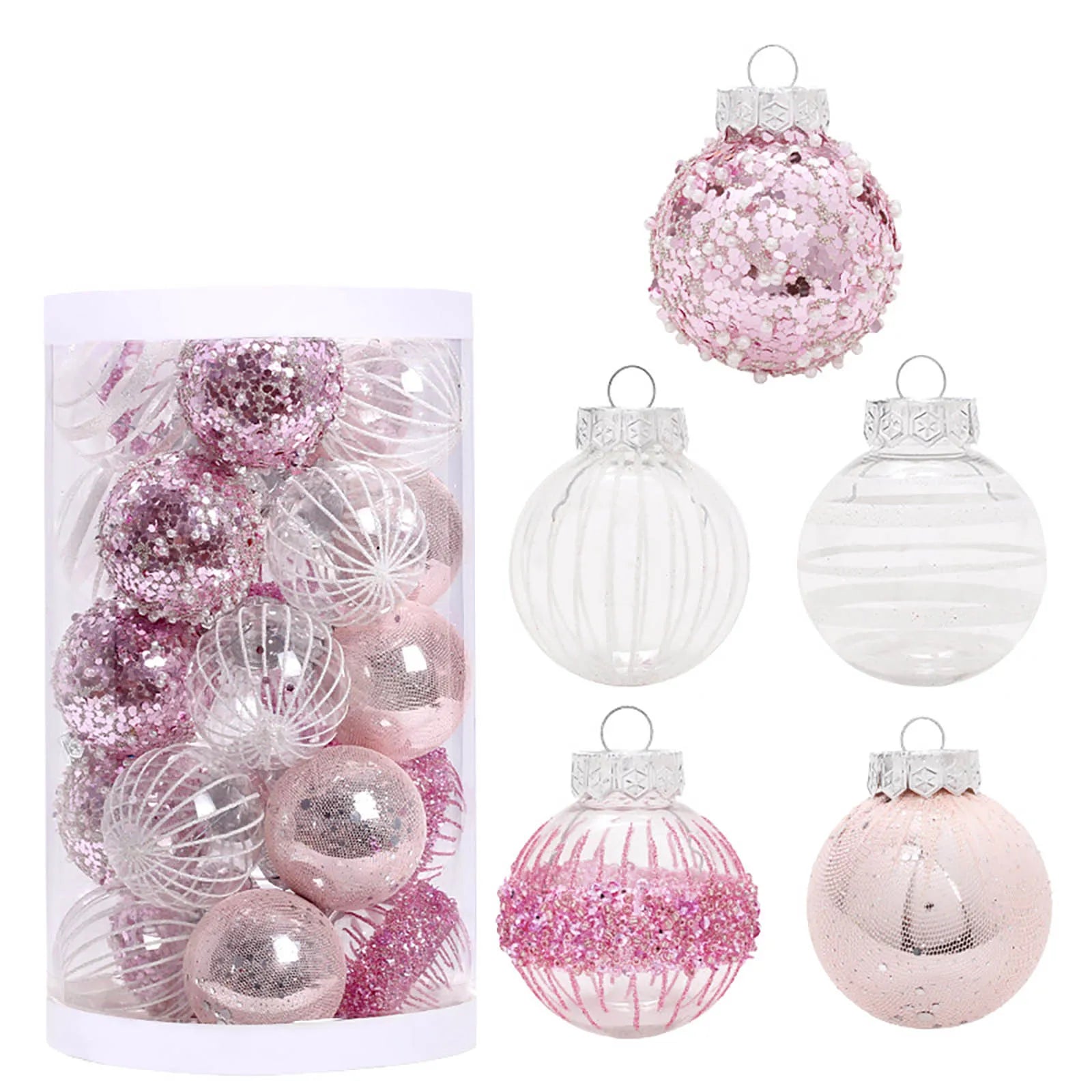 25 Christmas Tree Ball Ornaments - Glittering Decor - Image 5
