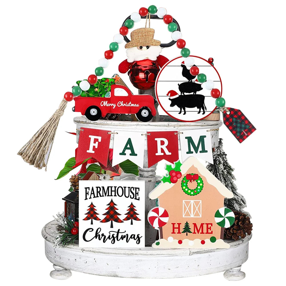 Festive Plaid Christmas Tiered Tray Decor Signs - Image 21