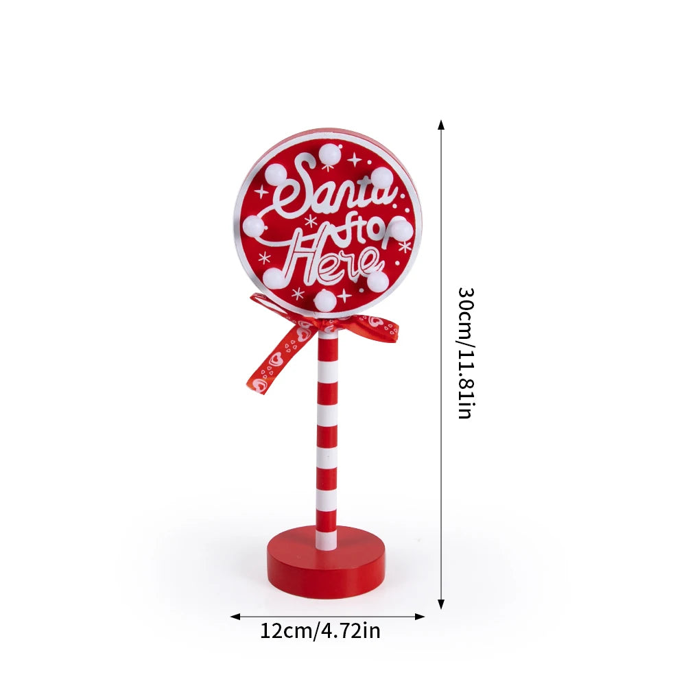 Charming Santa North Pole Wooden LED Sign - Image 5
