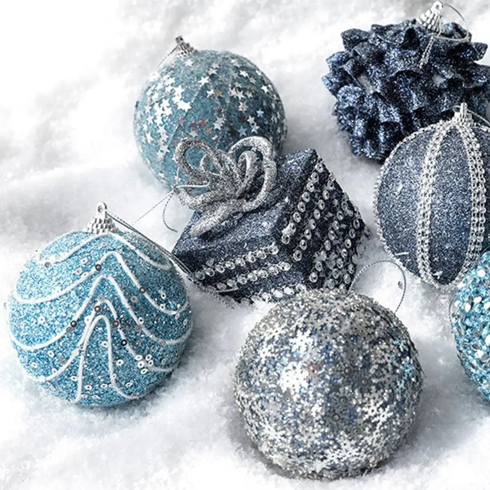 Elegant Blue Shatterproof Christmas Sequin Balls - Image 5