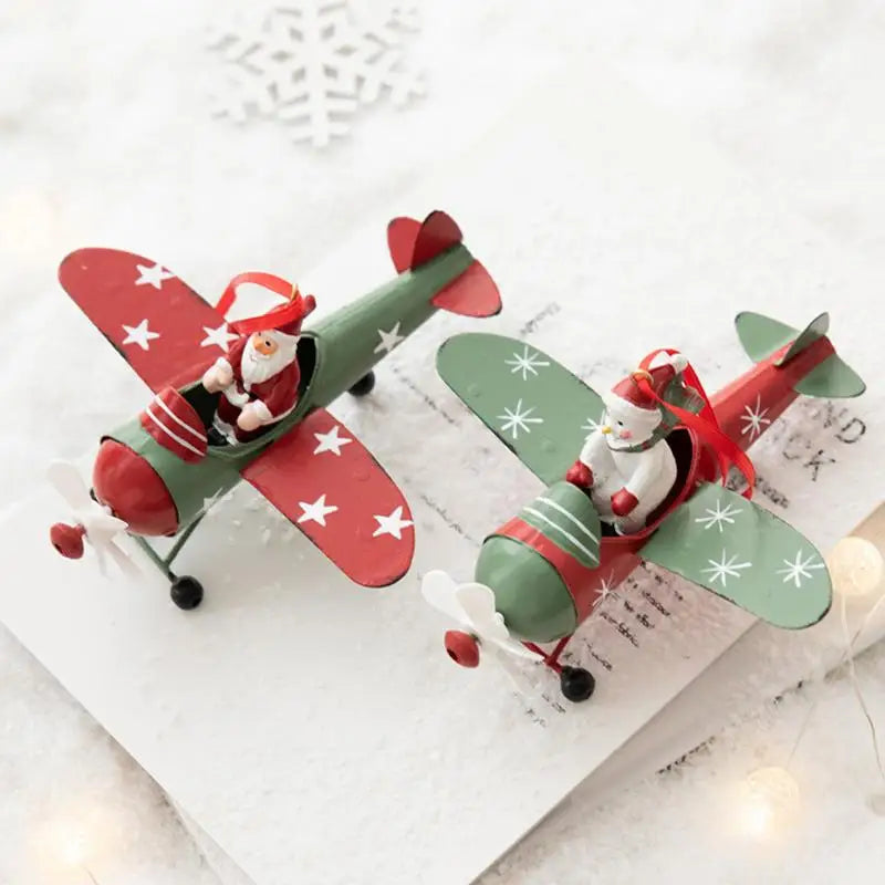 Charming Santa & Snowman Airplane Ornament - Image 3