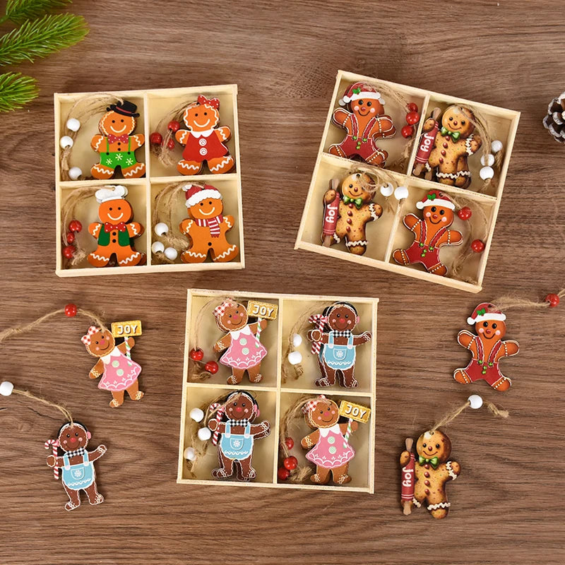 12pcs Christmas Wooden Ornaments: Santa & Gnomes - Image 7