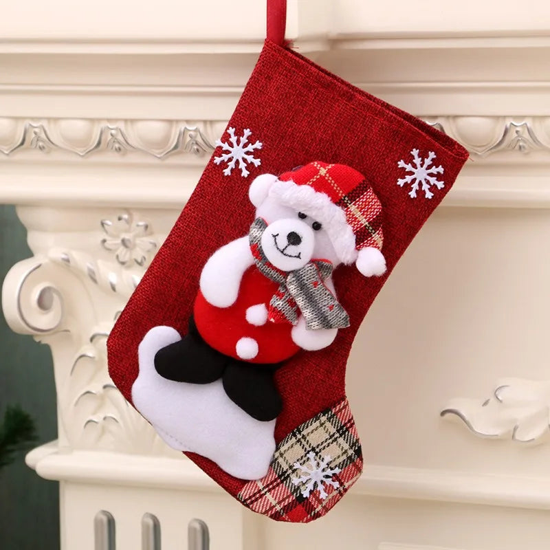 Charming Santa & Snowman Hanging Xmas Stockings - Image 3