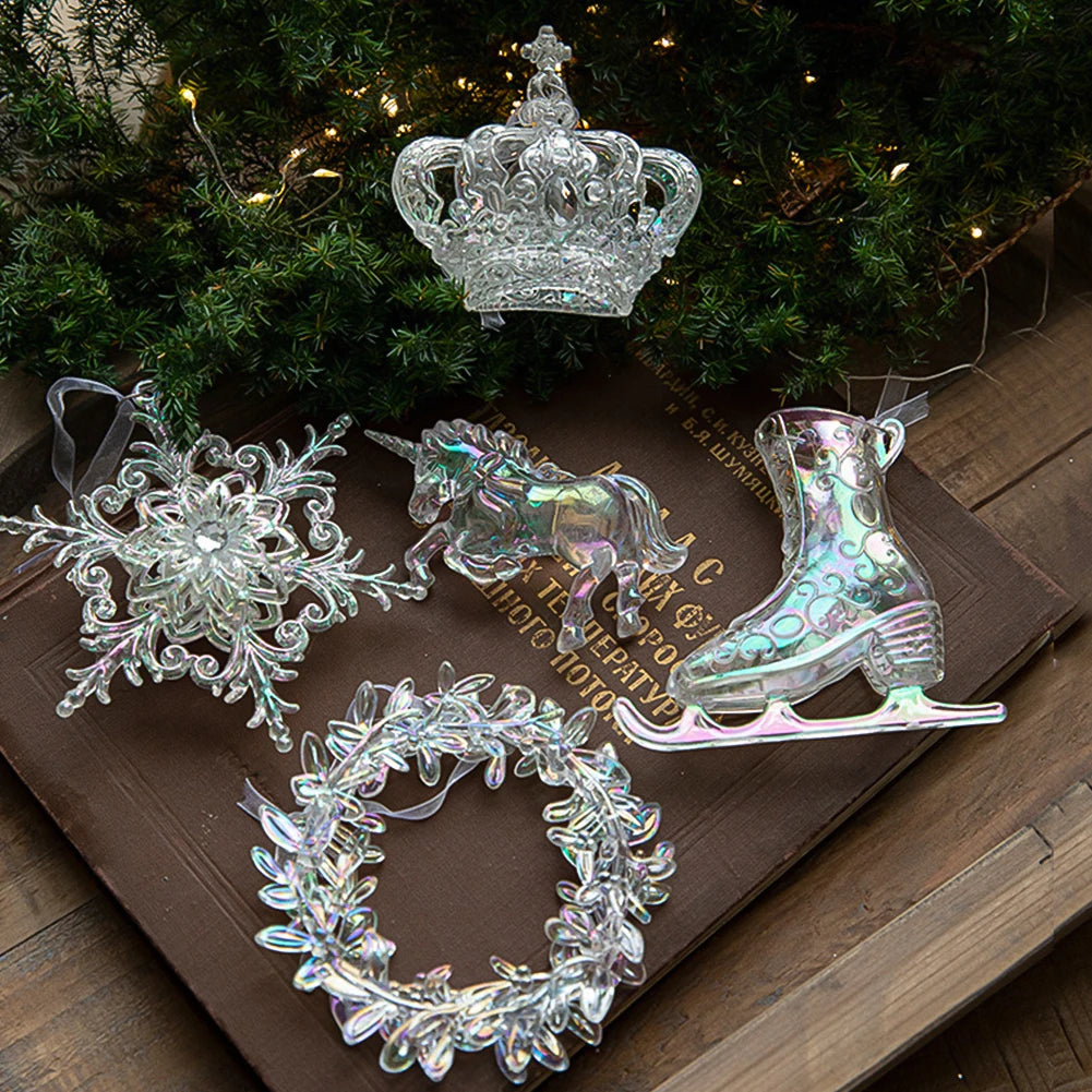 Colorful Snowflake Acrylic Pendant for Christmas Decor - Image 7