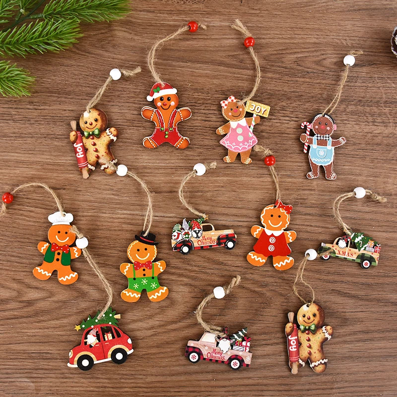 12pcs Christmas Wooden Ornaments: Santa & Gnomes - Image 21