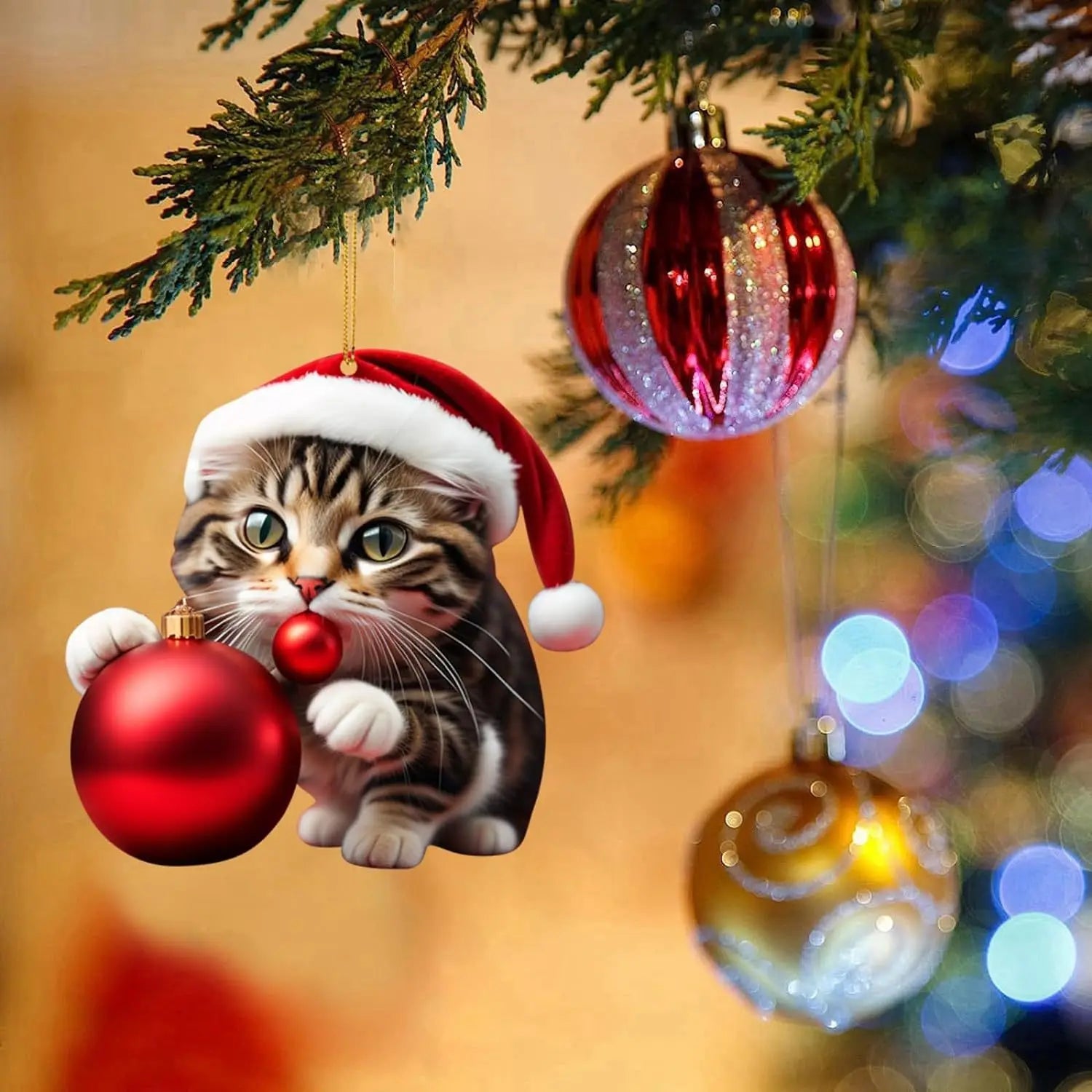 2D Acrylic Christmas Cat Ornament - Festive Decor - Image 10