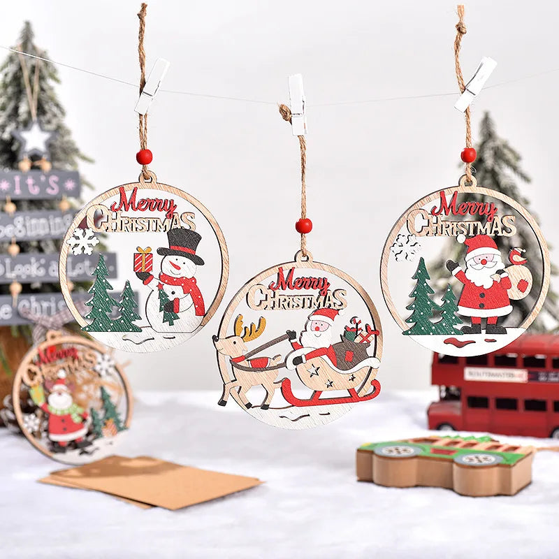 Charming Wooden Santa & Reindeer Ornaments for Christmas - Image 14