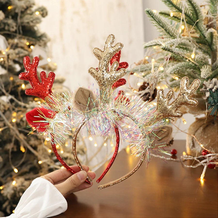 Festive Elk Horn Sequin Christmas Headband for Kids - Image 9