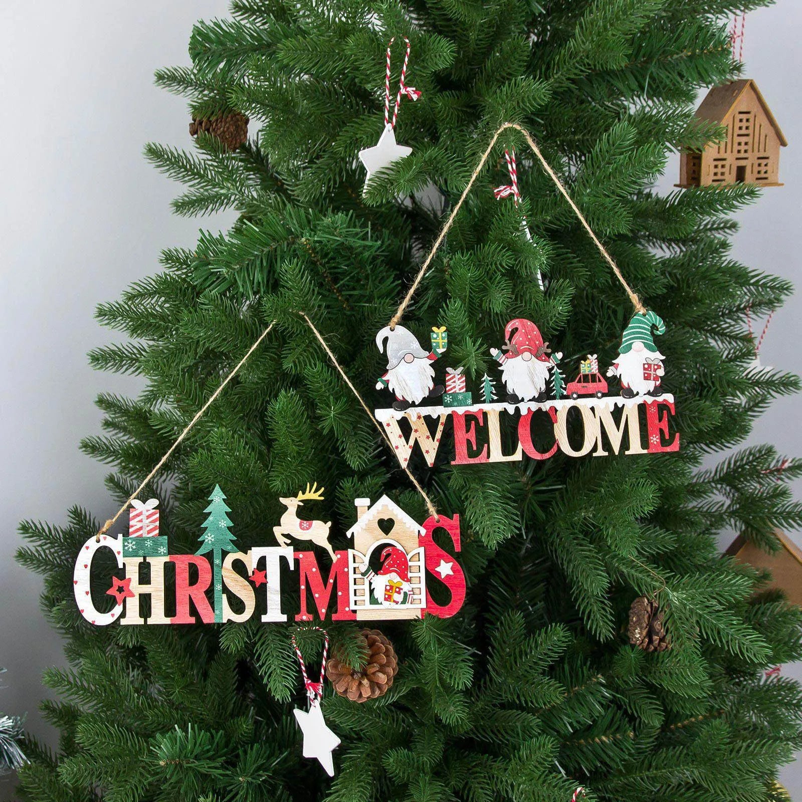 Charming Wooden Welcome Sign for Christmas Door