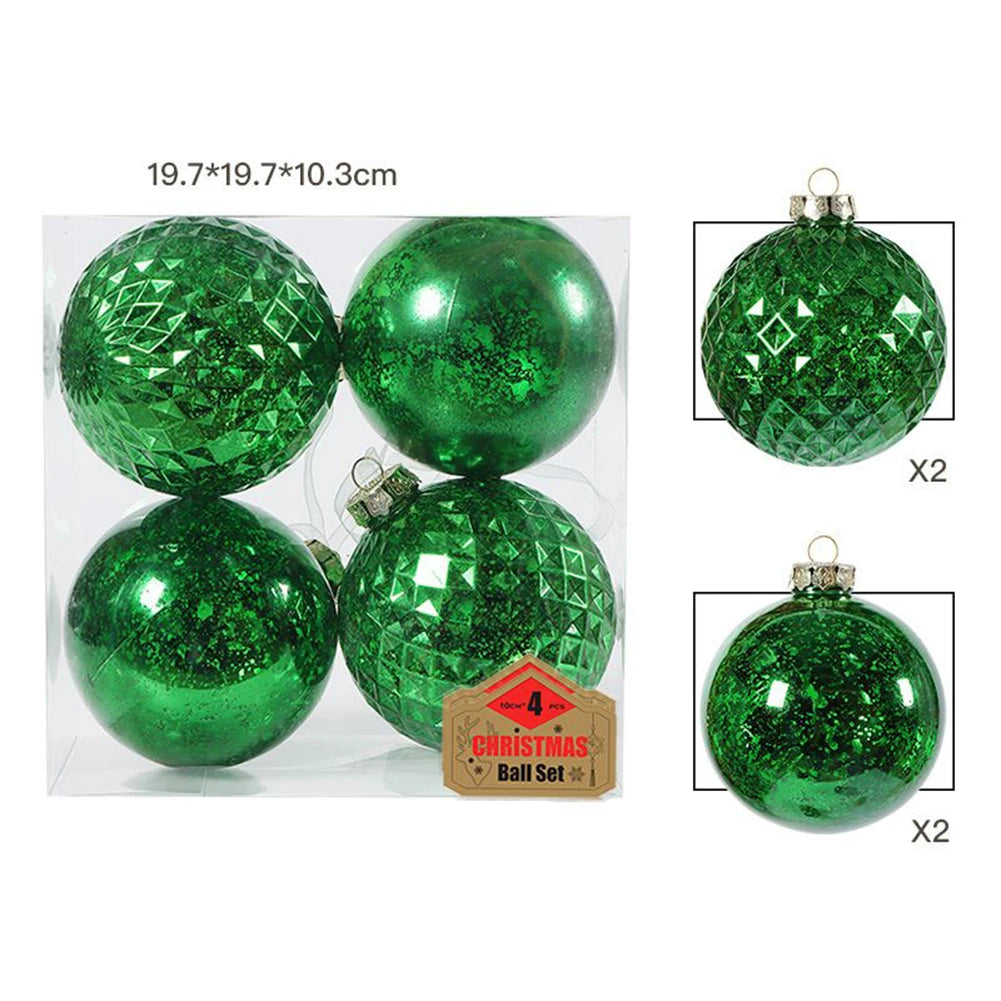 Set of 4 Festive 10cm Christmas Ball Ornaments - Image 12