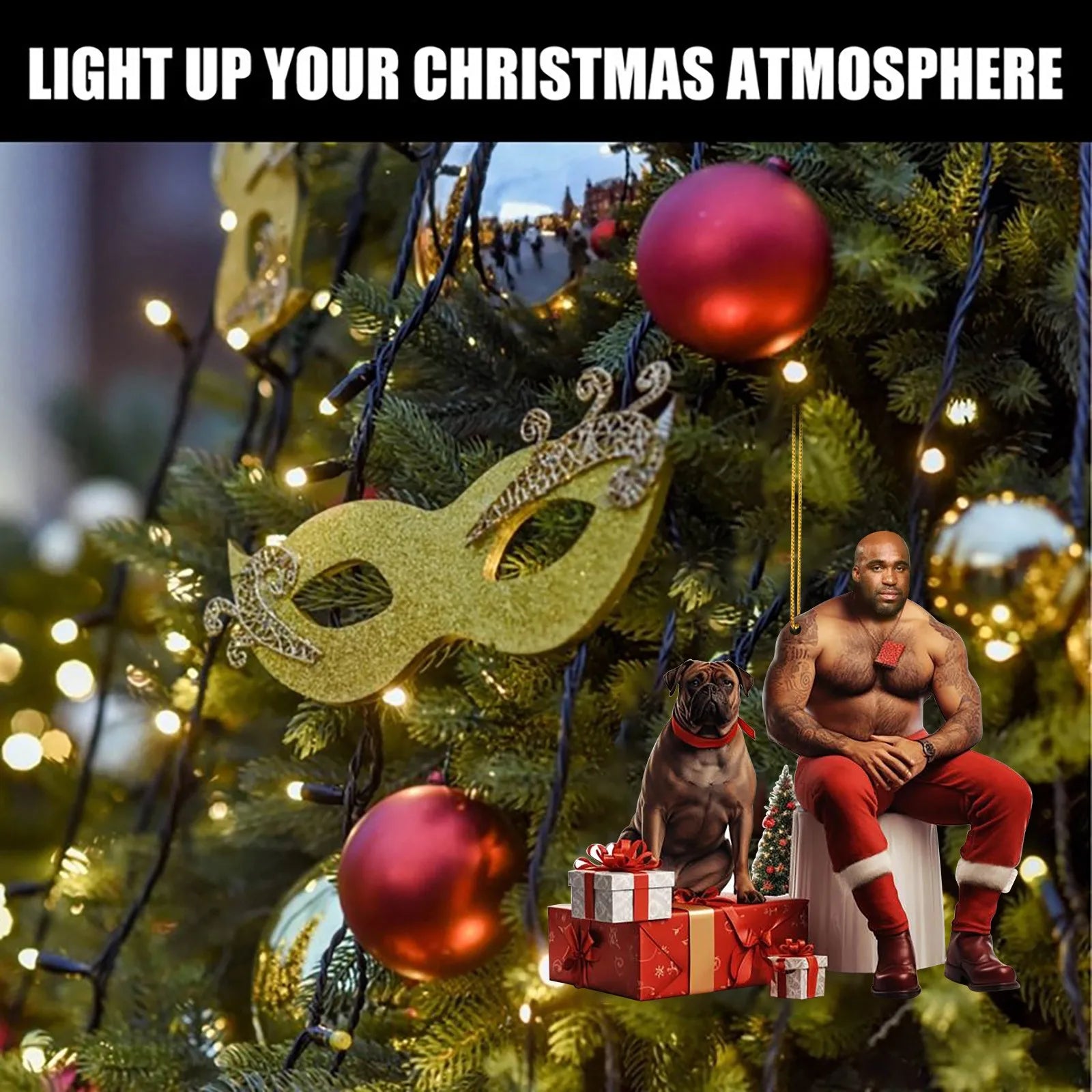Funny Tough Man Christmas Tree Ornament – Perfect for Kids! - Image 3