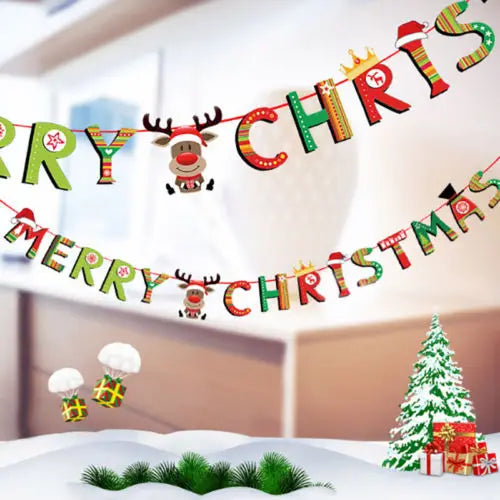 Festive Merry Christmas Banner Garland Decorations - Image 4