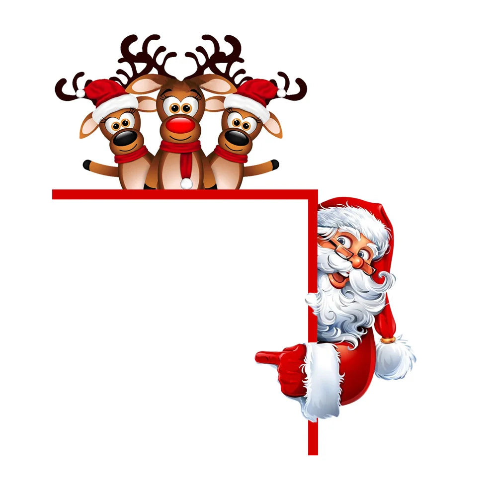Festive Cartoon Wooden Christmas Door Decor - Image 8