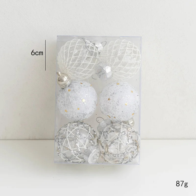 Chic Champagne Red Christmas Ball Ornaments - 6pcs - Image 9