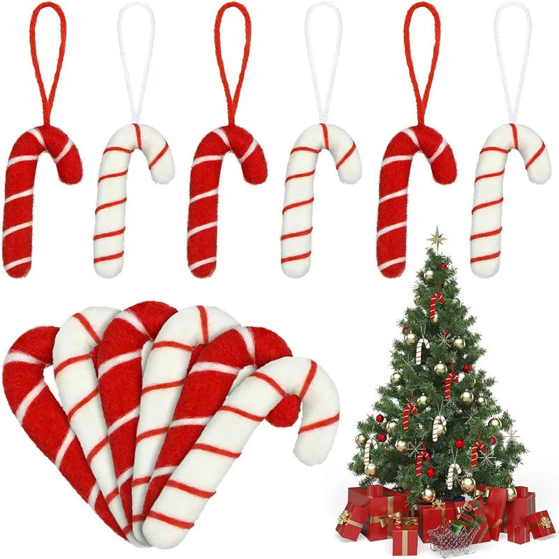 5pcs Christmas Felt Santa Canes Decorations for Home