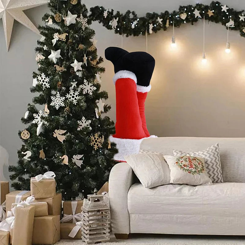 Festive Plush Santa Claus Leg Door Decor - Image 3