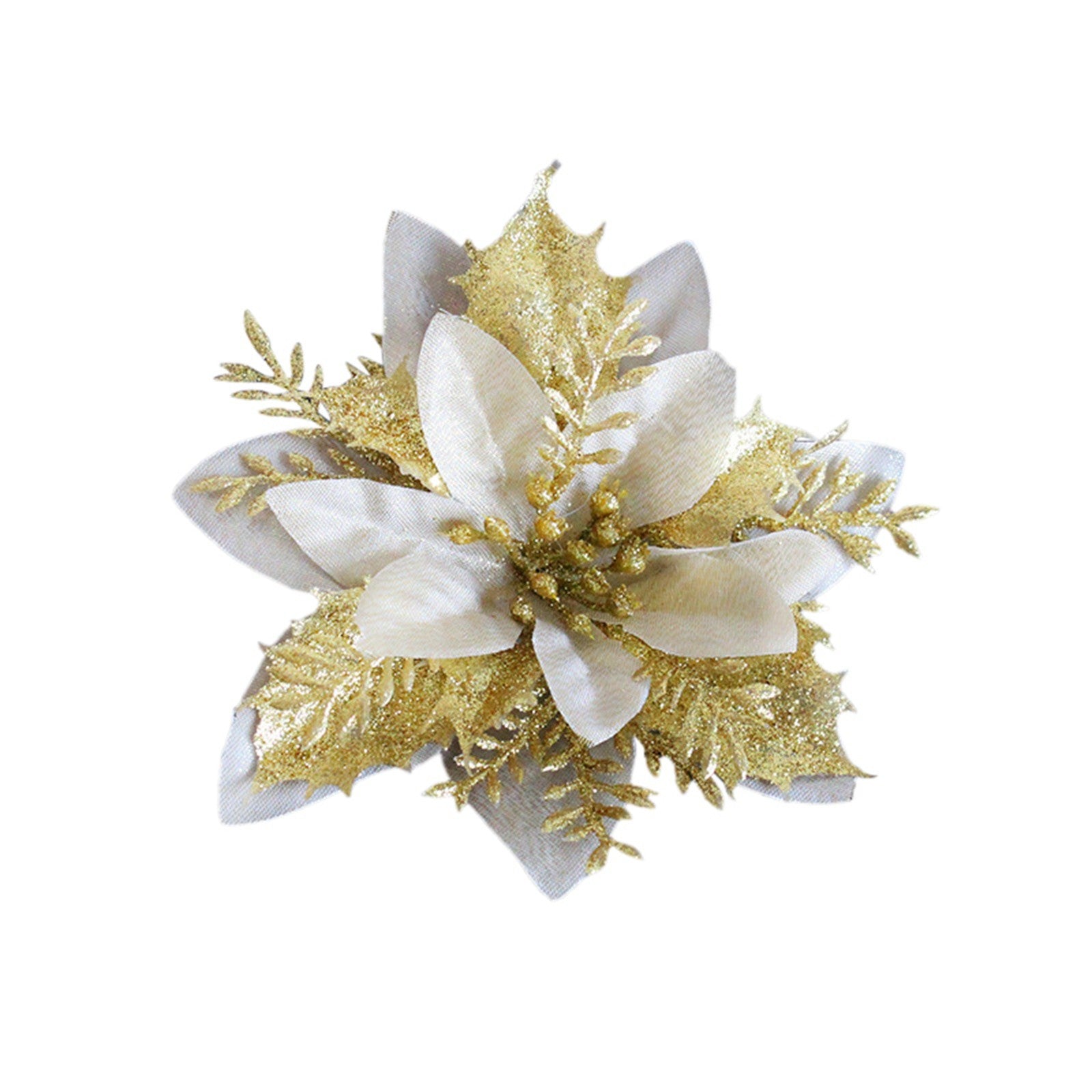 Elegant Gold, Silver & Red Holiday Flower Ornaments - Image 13
