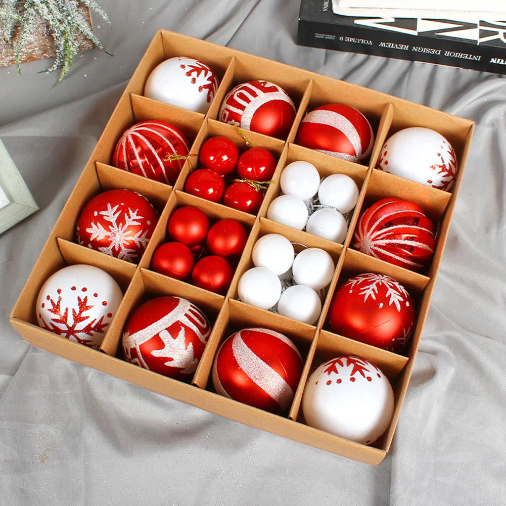 42 Shatterproof Glitter Christmas Ball Ornaments Set