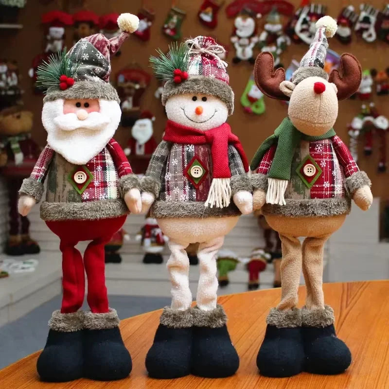 Charming Plush Santa & Snowman Christmas Dolls