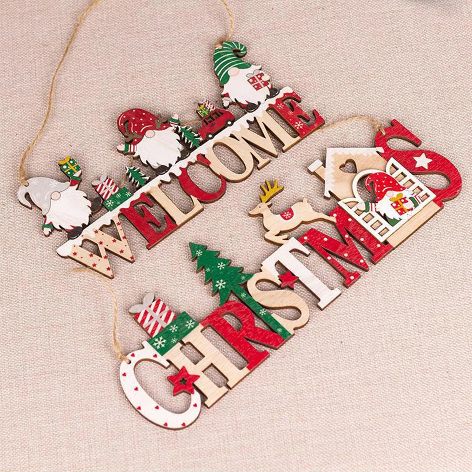 Charming Wooden Welcome Sign for Christmas Door - Image 14