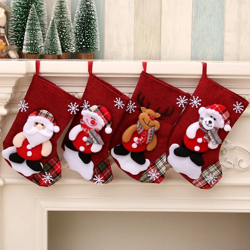 Charming Santa & Snowman Hanging Xmas Stockings - Image 2