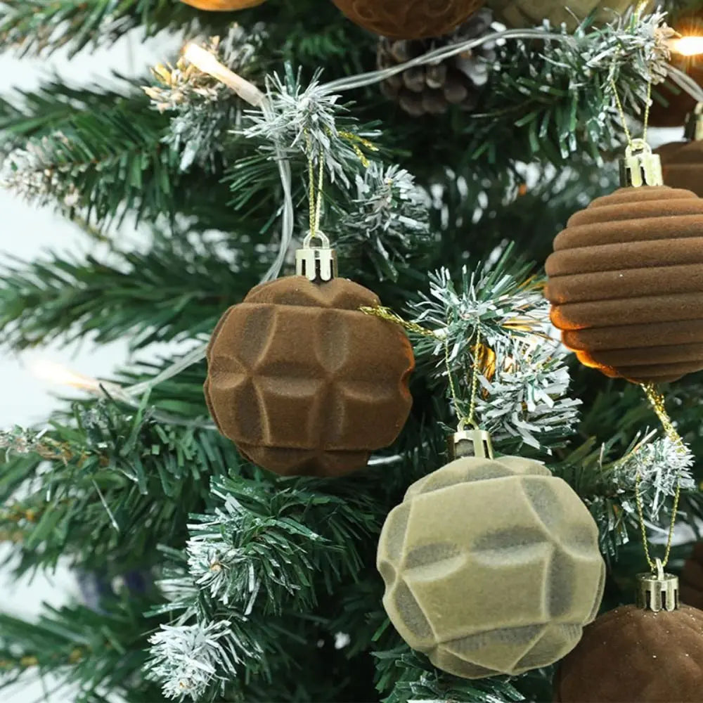 12pc Colorful Flocked Christmas Tree Ornaments - Image 17