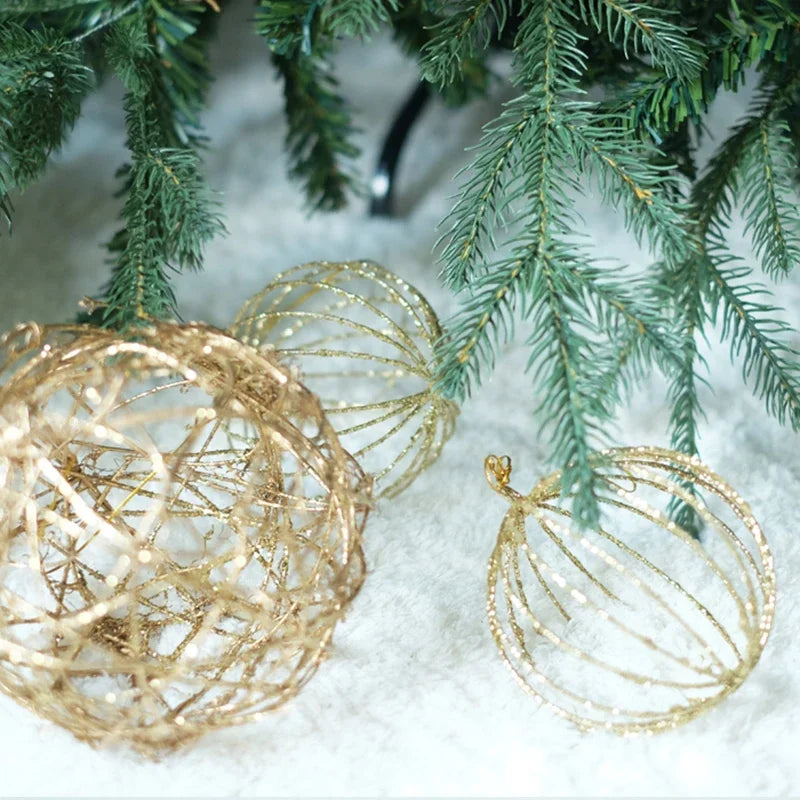 Shiny Golden Silver Wire Ball Christmas Ornament - Image 5