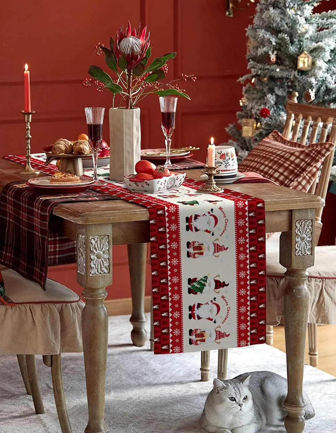 Festive Gnome Snowflake Table Runner for Christmas - Image 16