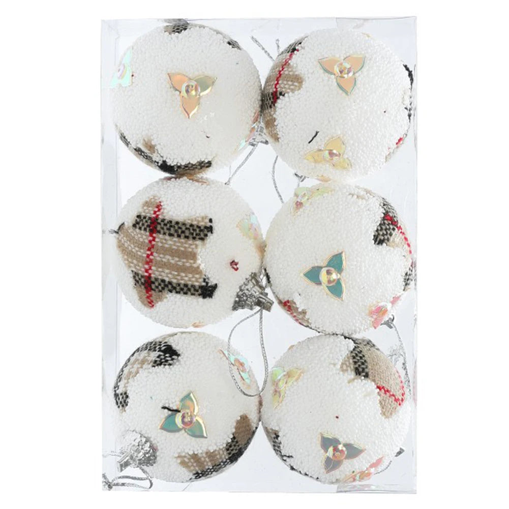 6-Pack Red & White Shatterproof Christmas Ornaments - Image 3