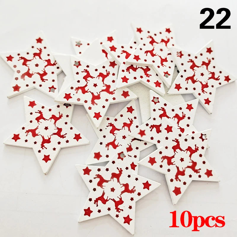 Charming Wooden Snowflake Christmas Ornaments – 10pcs - Image 40